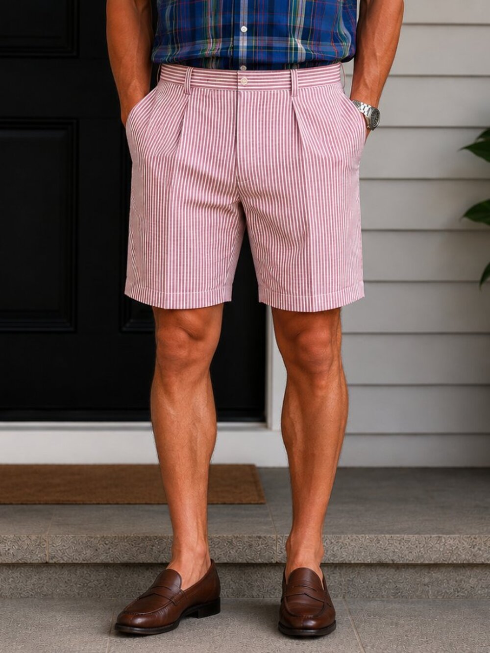 JOS. A. Bank Men's Red Striped Seersucker Shorts NWT - Size 34 - NWT $79.50